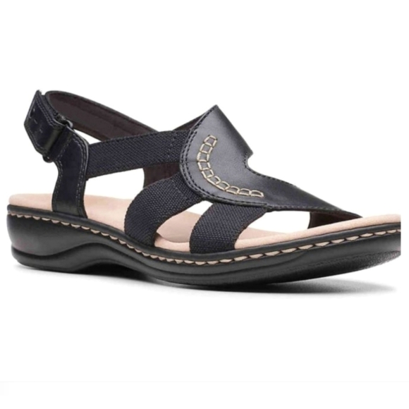 Clarks NEW!! Leisa Joy, Ultimate Comfort, Black Leather, Sandals. WMS 7.… - Picture 1 of 16
